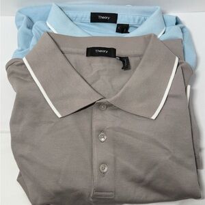 Theory Men's Polo Shirts - Light Blue and Taupe